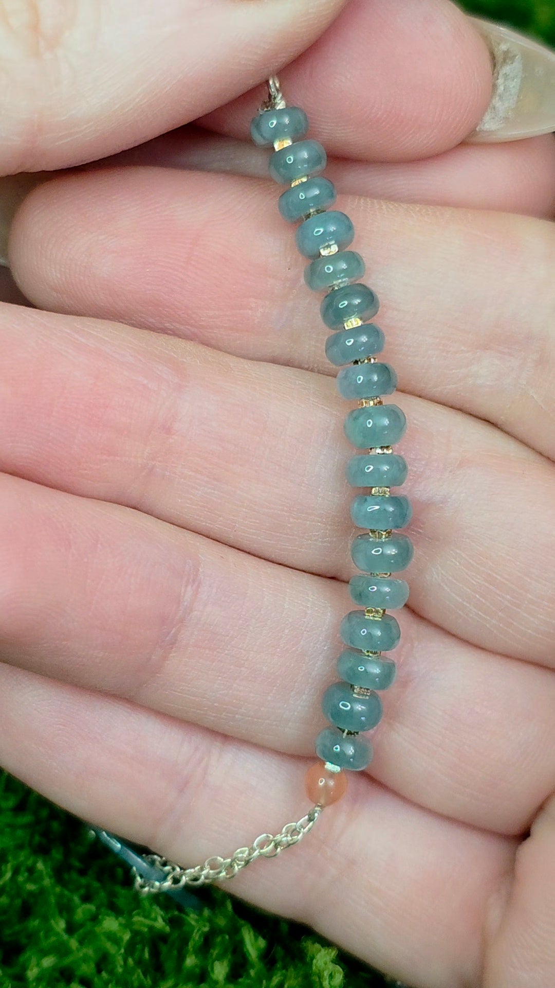 Blue Water Jadeite Donut Sterling Silver Bracelet