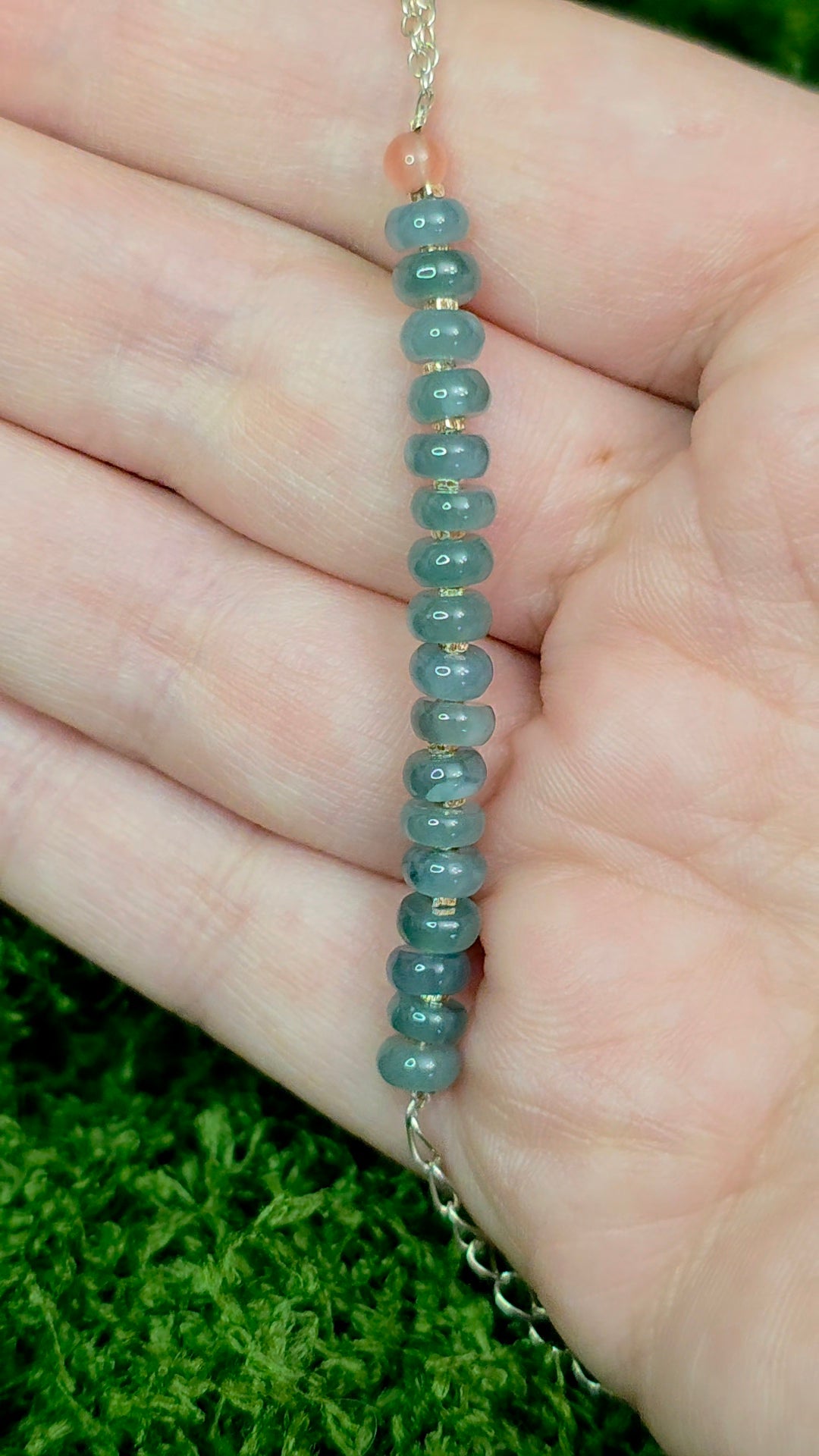 Blue Water Jadeite Donut Sterling Silver Bracelet