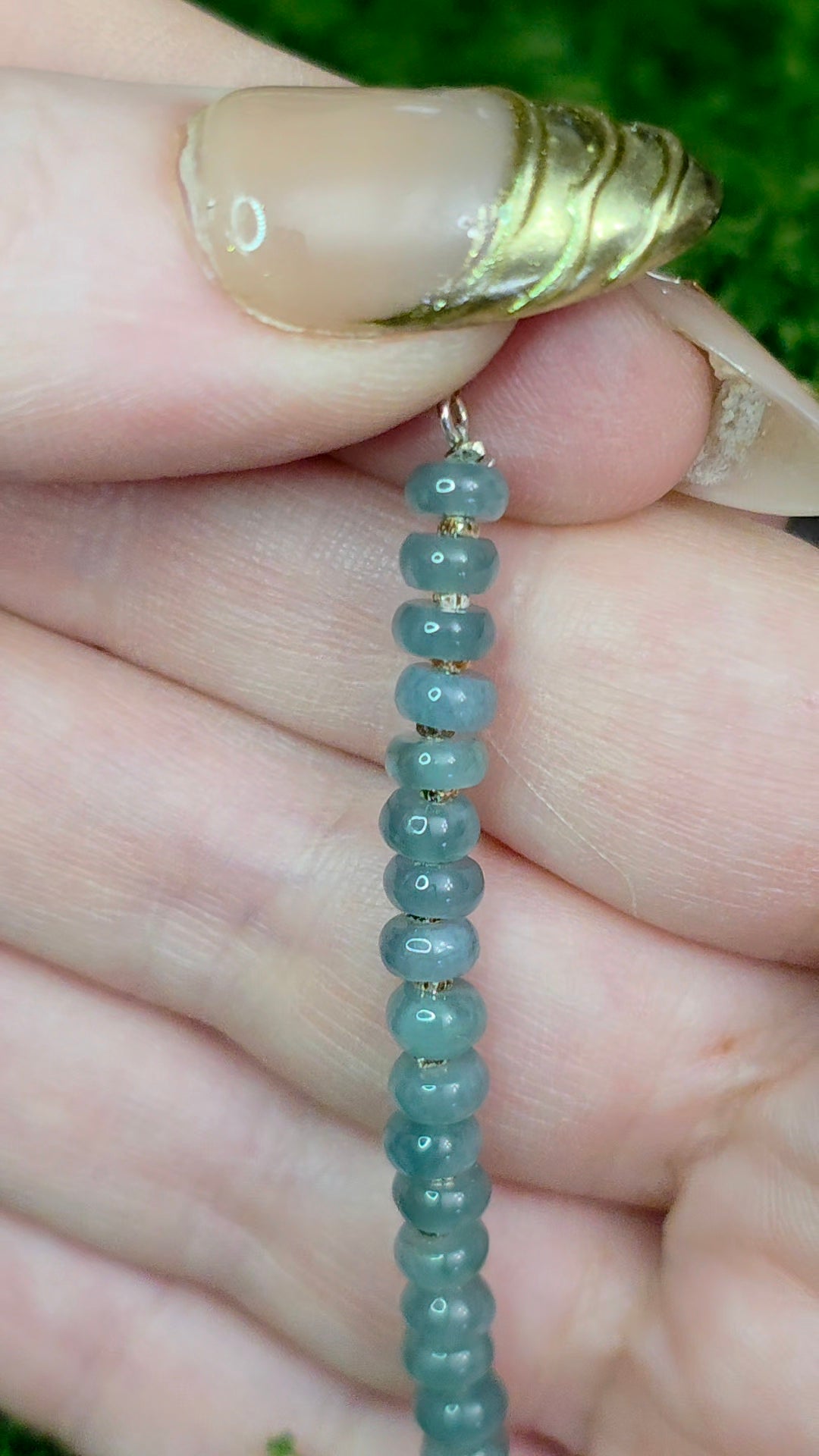 Blue Water Jadeite Donut Sterling Silver Bracelet