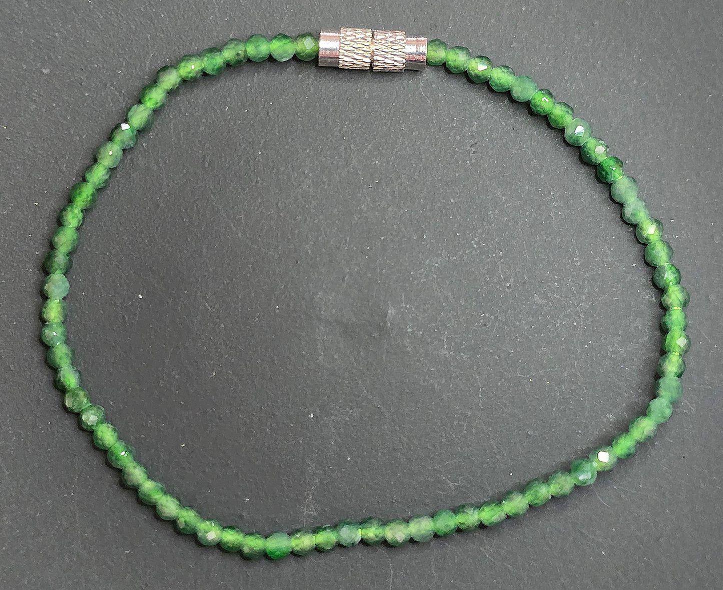 Faceted Green Jadeite Sterling Silver Bracelet