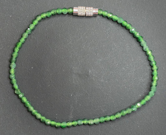 Faceted Green Jadeite Sterling Silver Bracelet