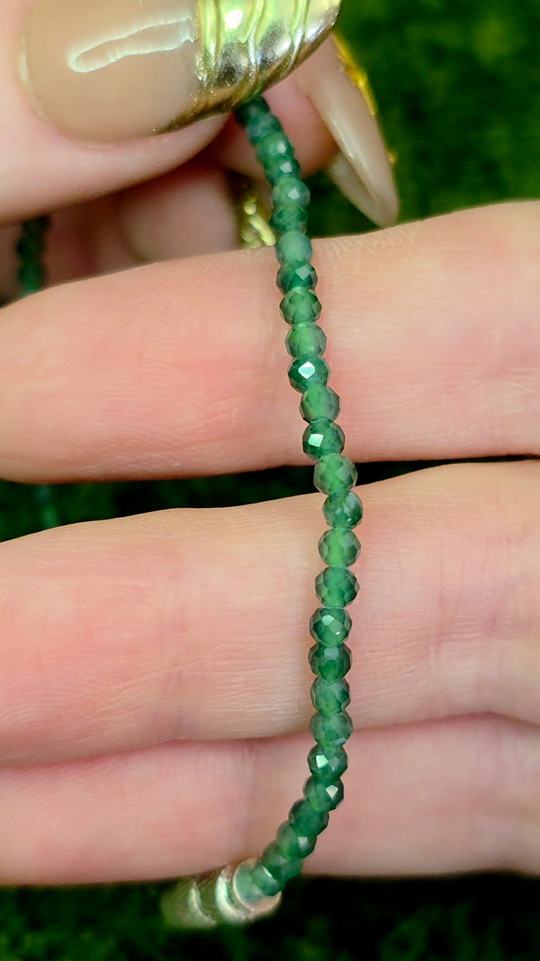 Faceted Green Jadeite Sterling Silver Bracelet