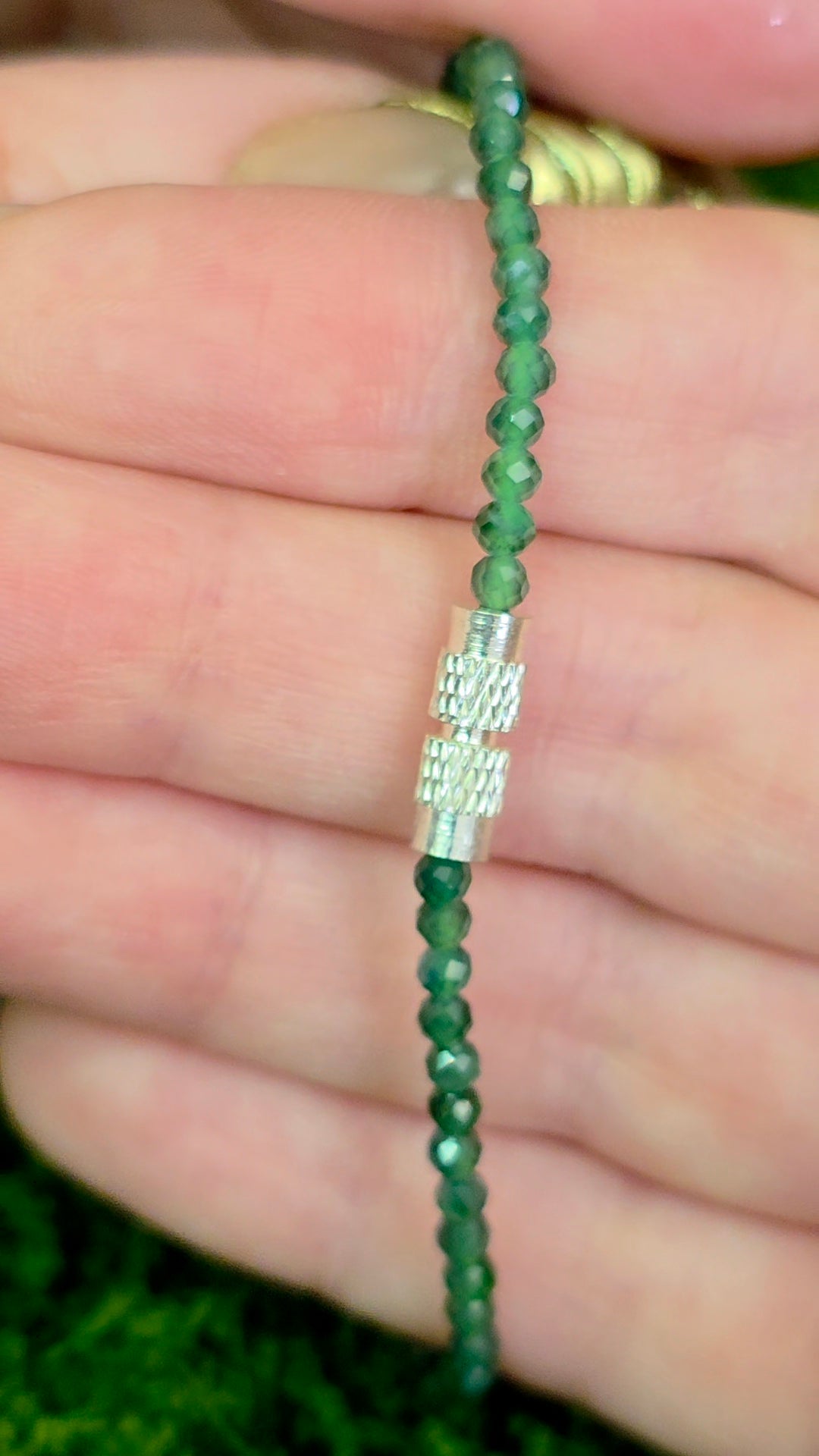 Faceted Green Jadeite Sterling Silver Bracelet