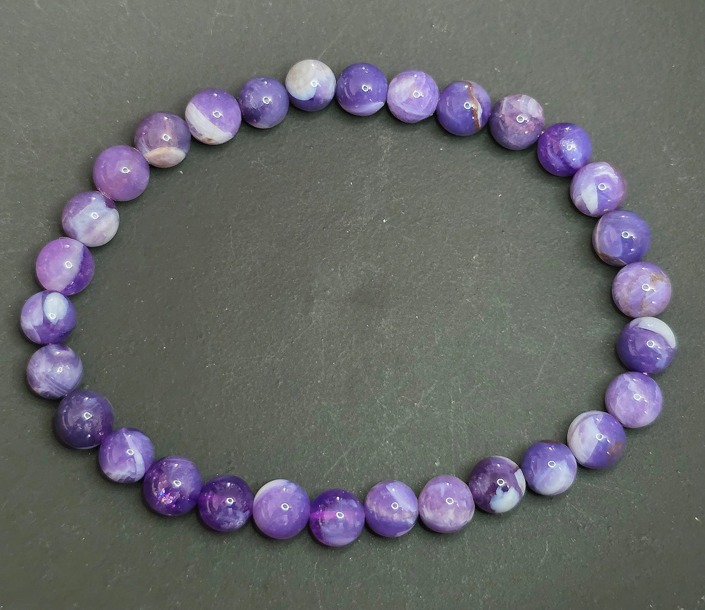 6mm Milky Lavender Moon Quartz Stretch Bracelet B