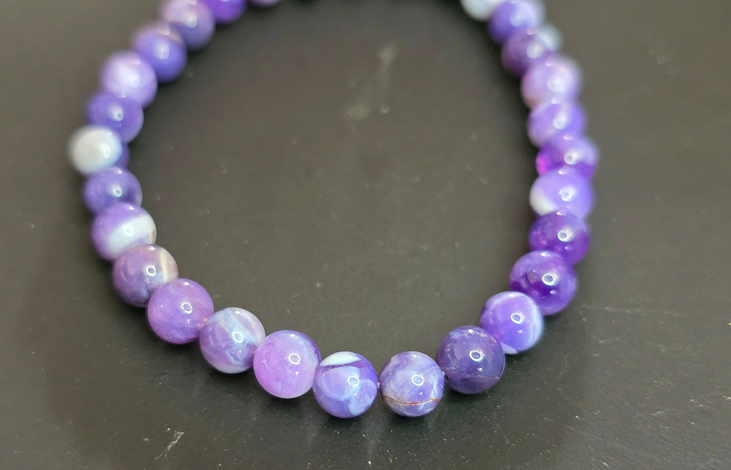 6mm Milky Lavender Moon Quartz Stretch Bracelet B
