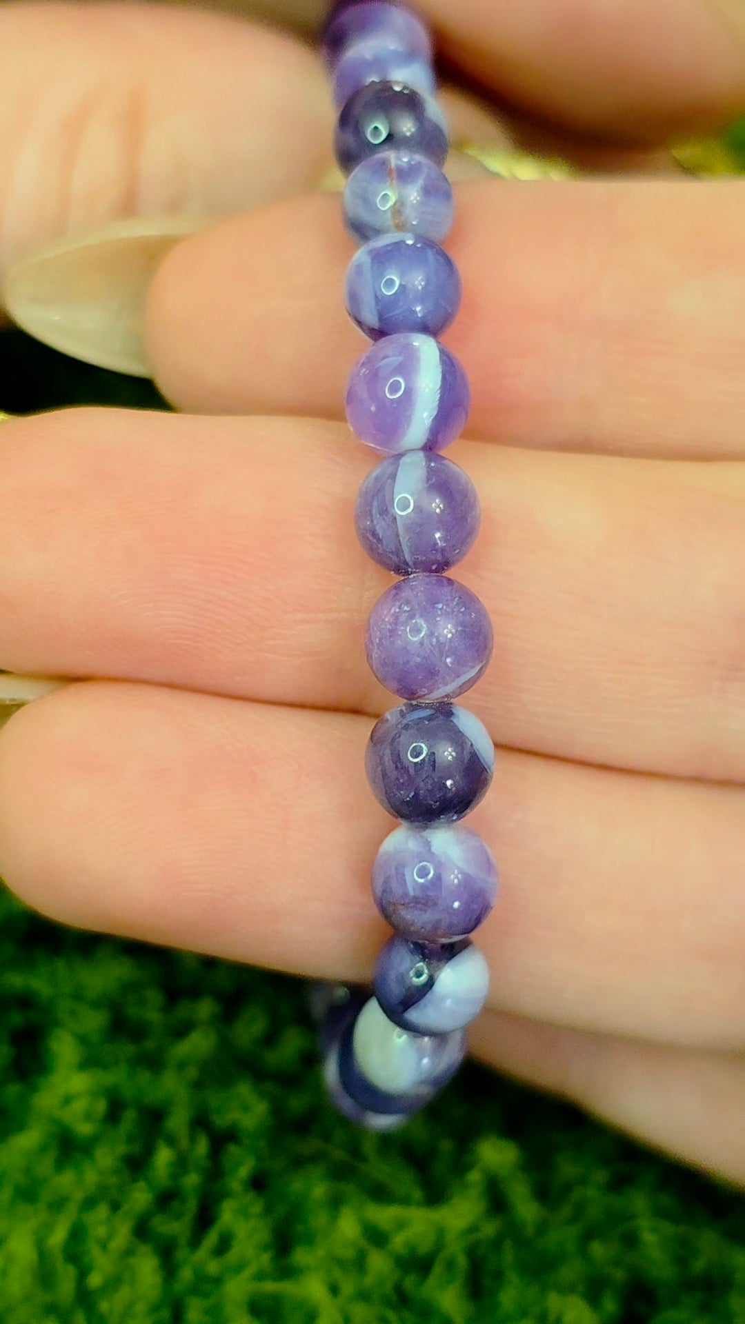 6mm Milky Lavender Moon Quartz Stretch Bracelet B
