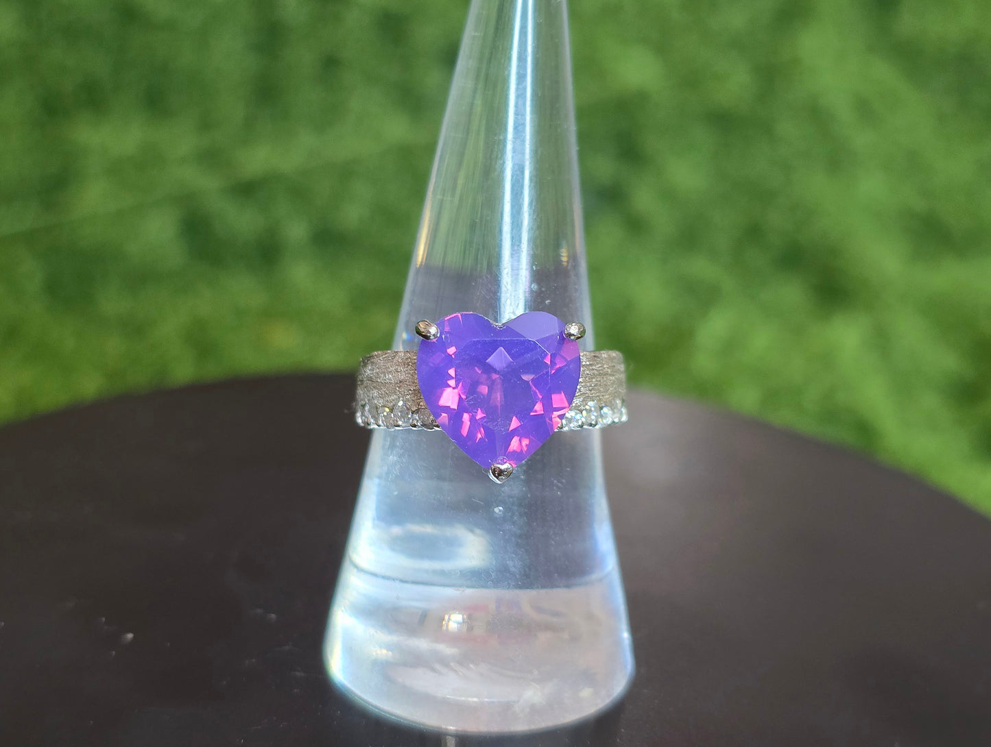 Faceted Lavender Moon Quartz Heart Ring B