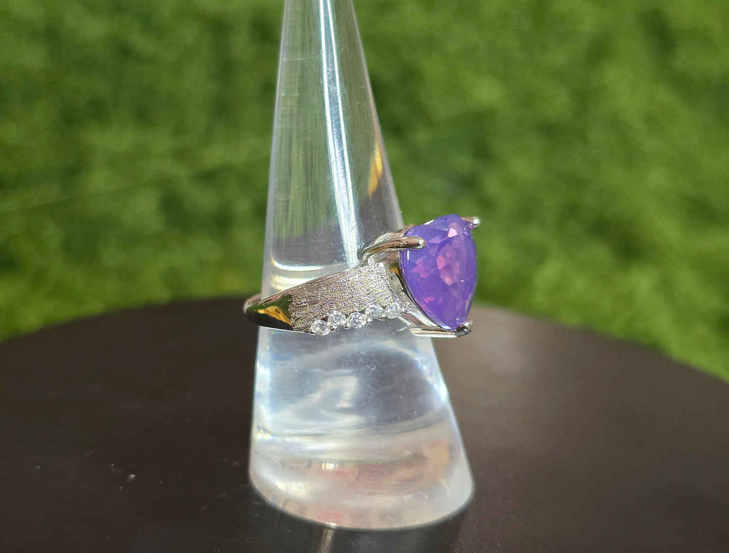 Faceted Lavender Moon Quartz Heart Ring B