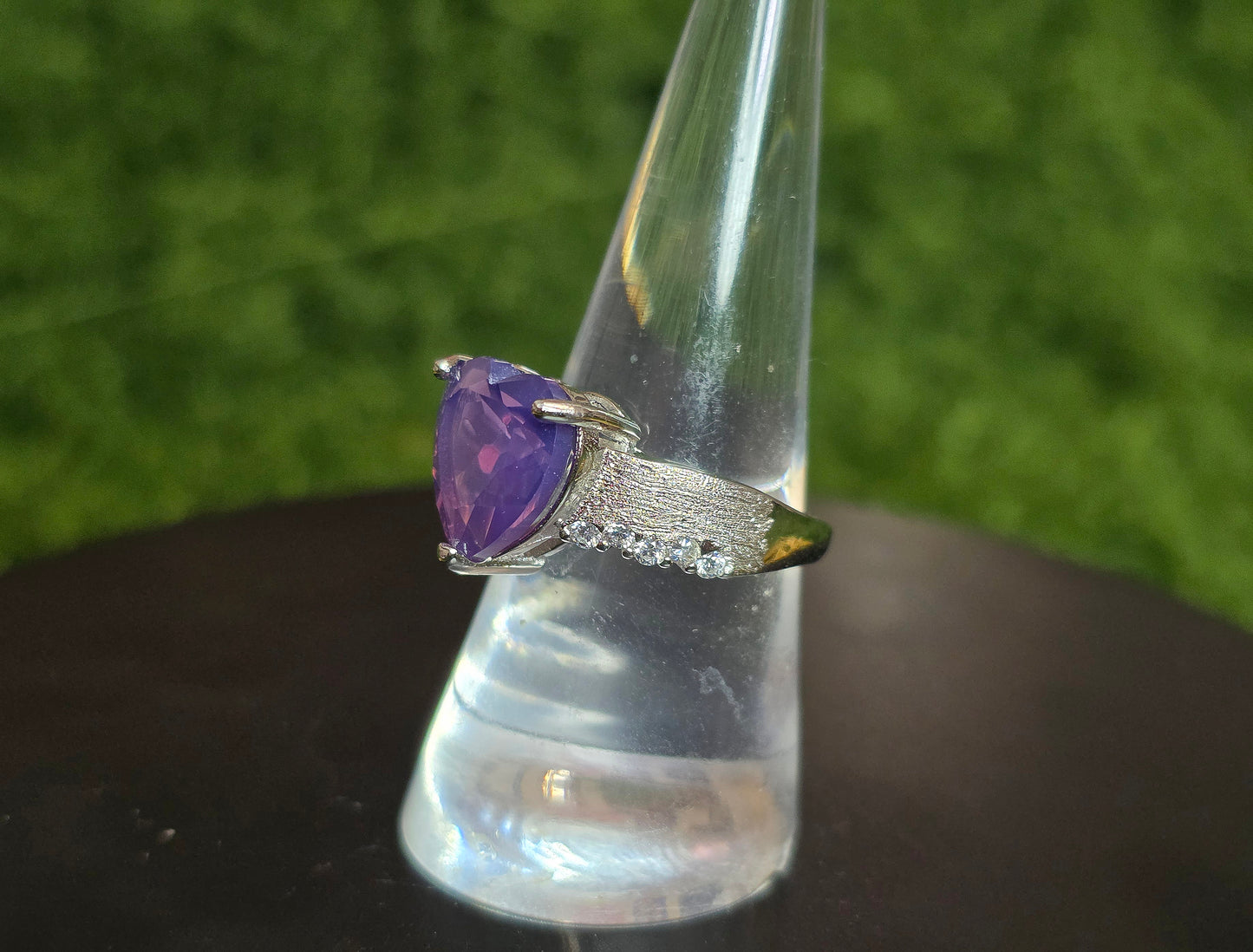 Faceted Lavender Moon Quartz Heart Ring B