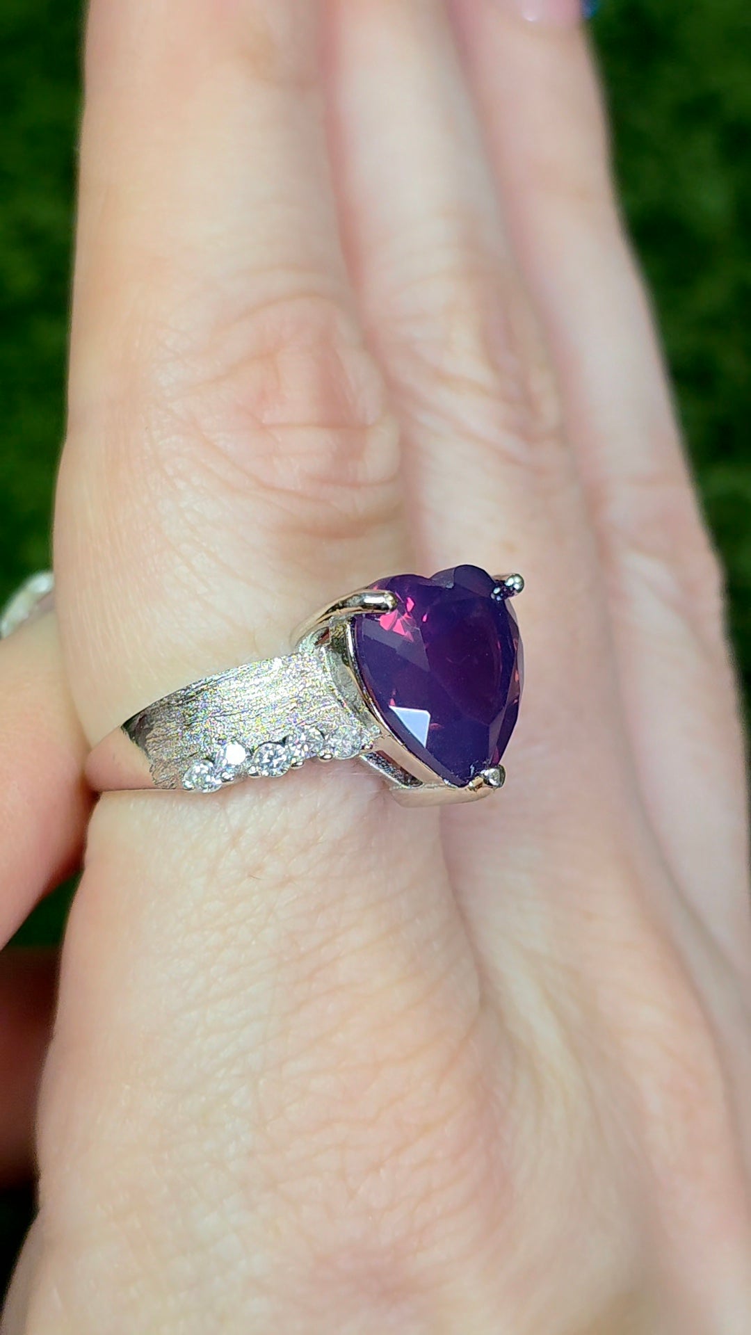 Faceted Lavender Moon Quartz Heart Ring B