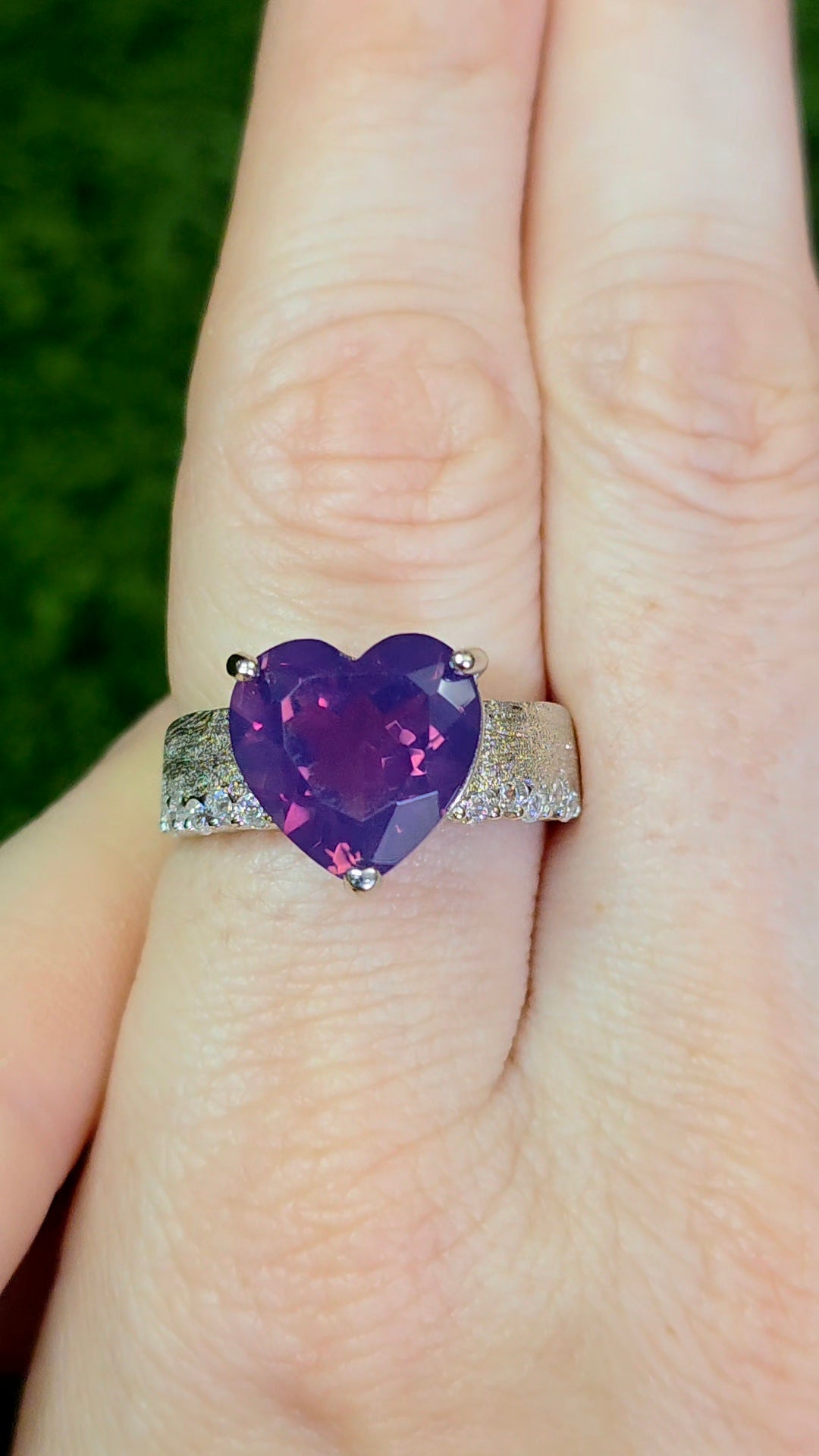 Faceted Lavender Moon Quartz Heart Ring B