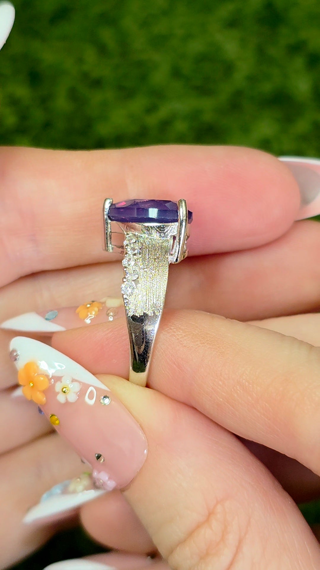 Faceted Lavender Moon Quartz Heart Ring B