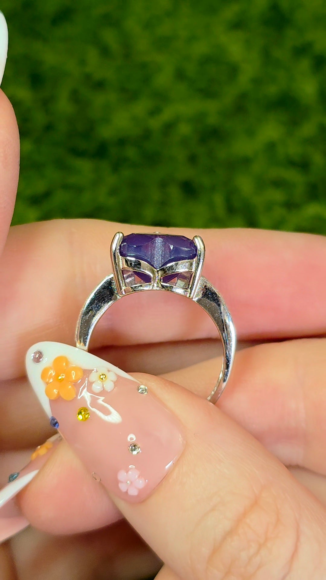 Faceted Lavender Moon Quartz Heart Ring B