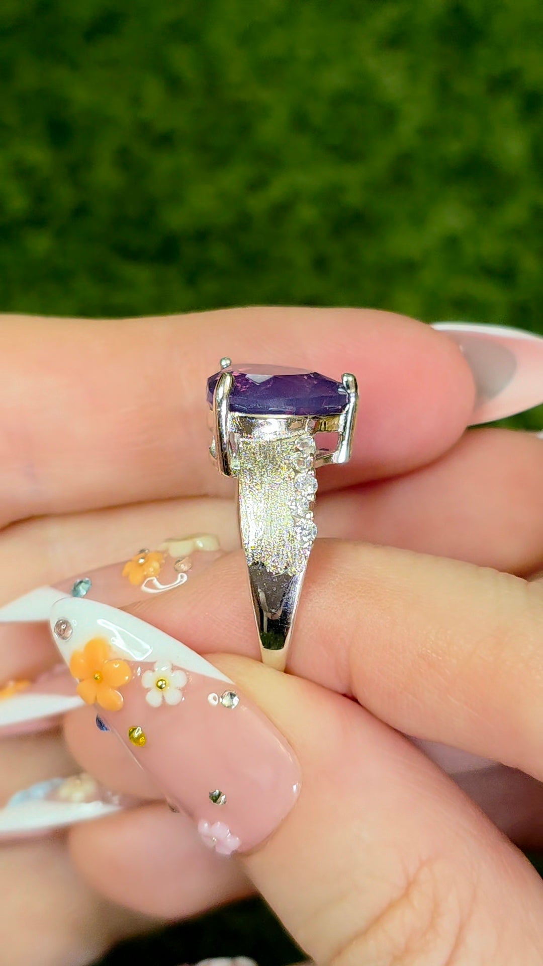 Faceted Lavender Moon Quartz Heart Ring B