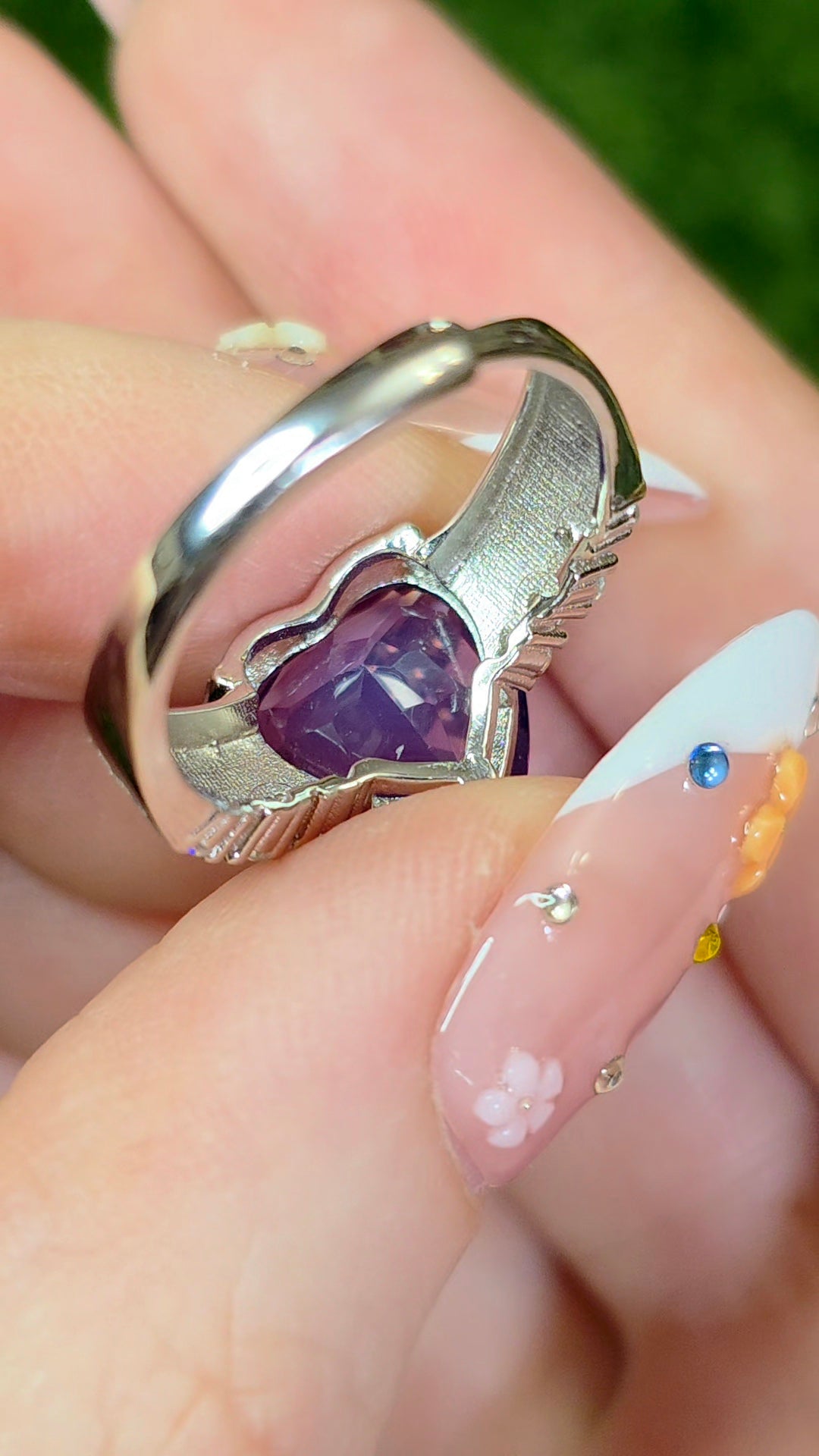 Faceted Lavender Moon Quartz Heart Ring B