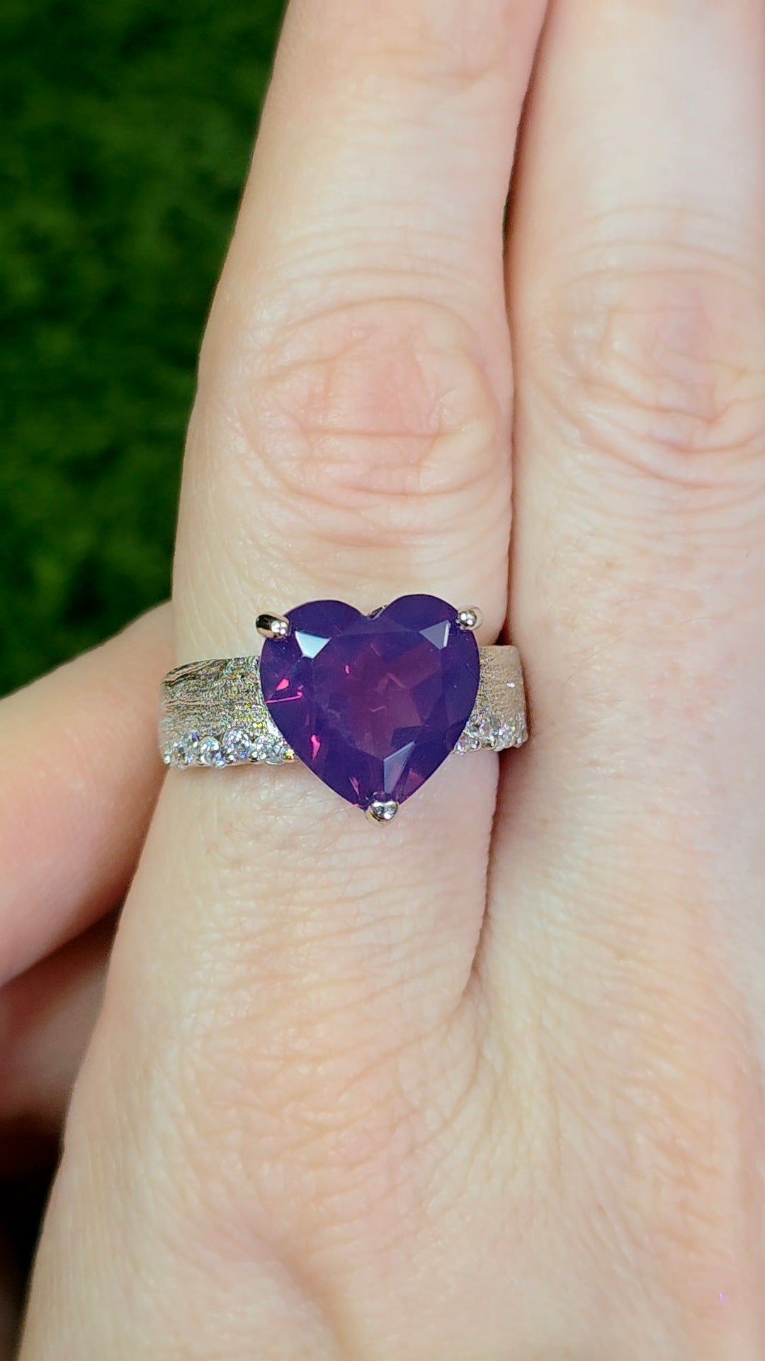Faceted Lavender Moon Quartz Heart Ring B