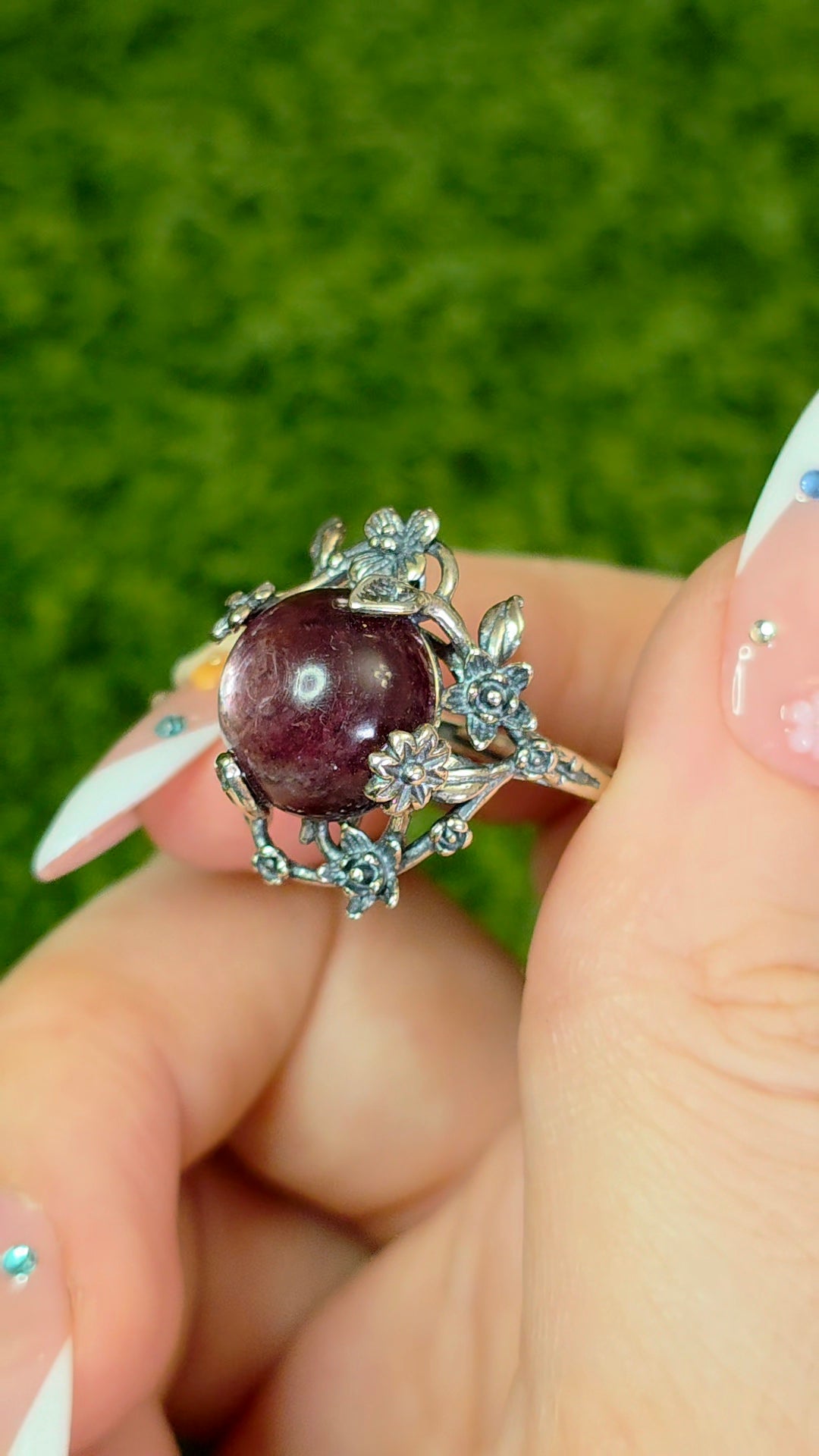 Purple Gem Lepidolite Ring A