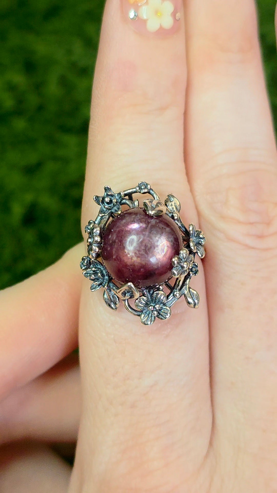 Purple Gem Lepidolite Ring A