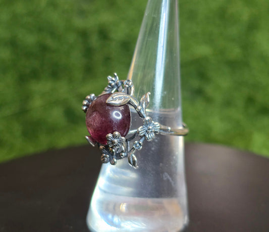 Purple Gem Lepidolite Ring A