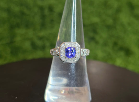 Tanzanite Halo Ring
