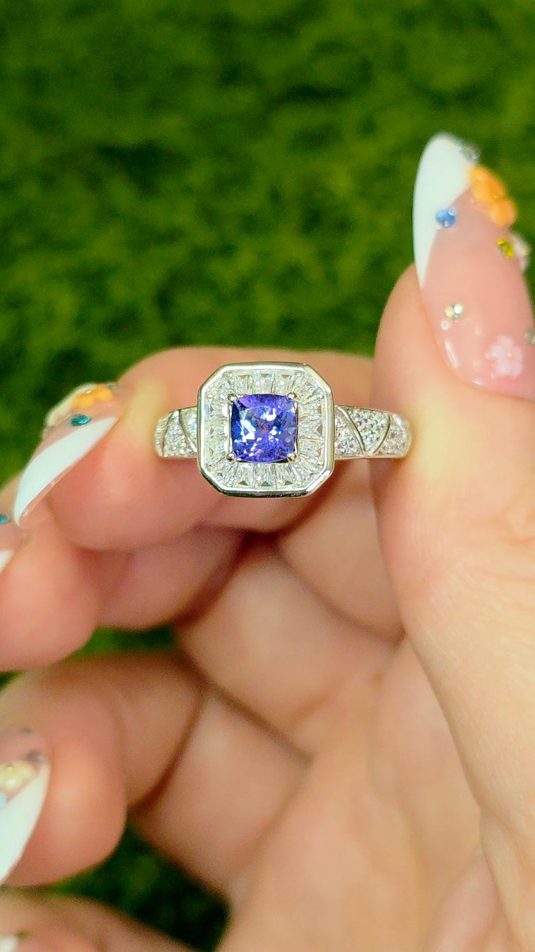 Tanzanite Halo Ring