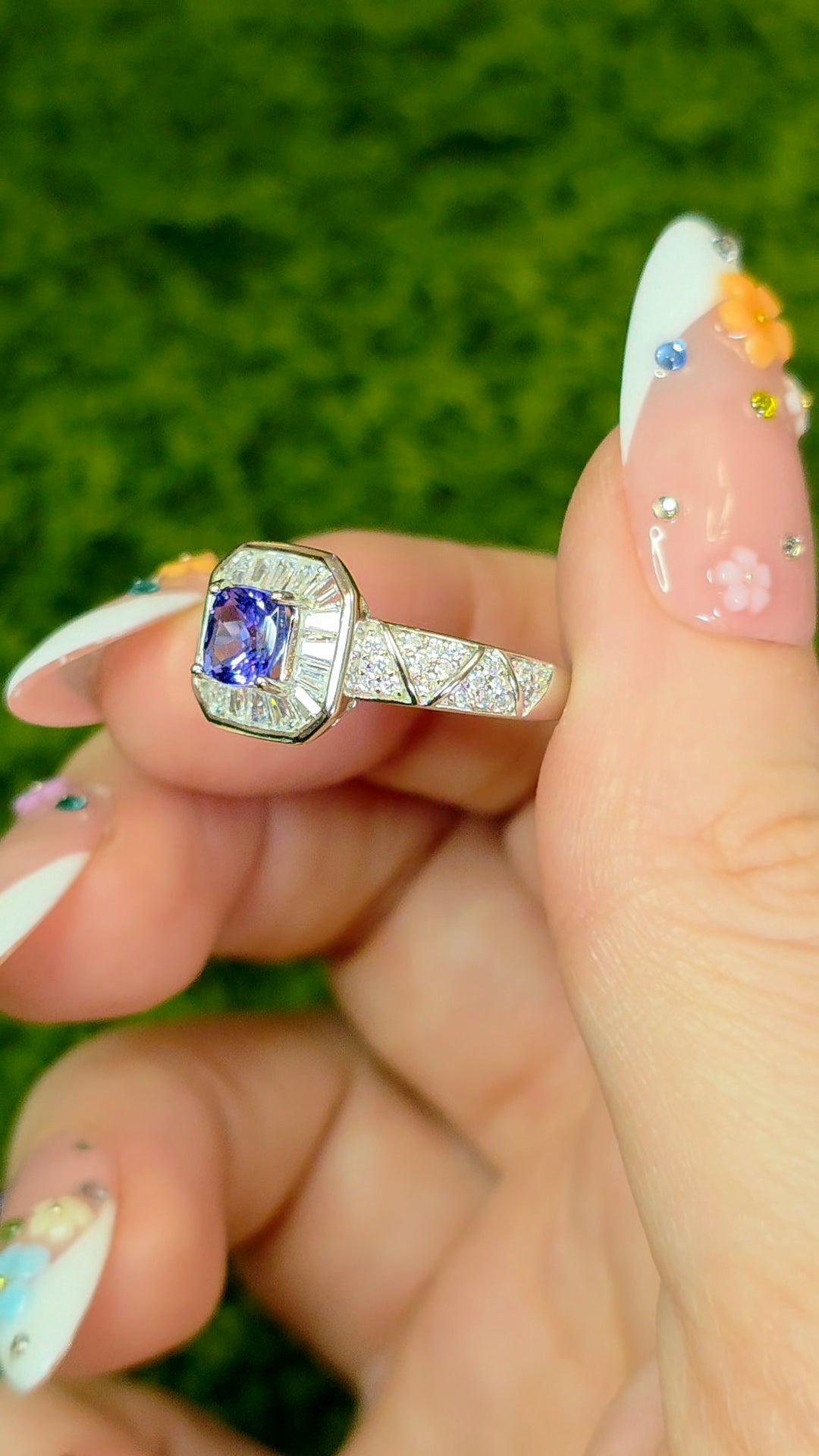 Tanzanite Halo Ring