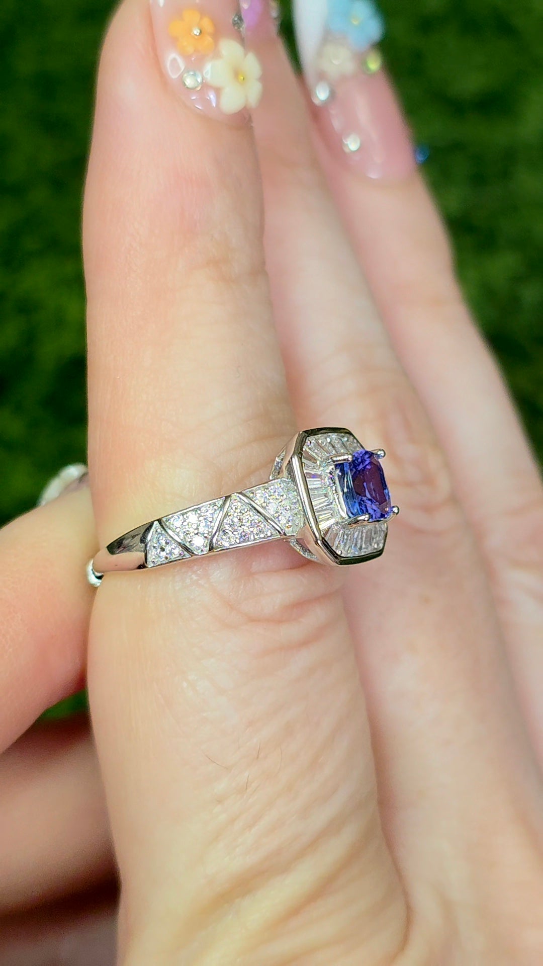 Tanzanite Halo Ring