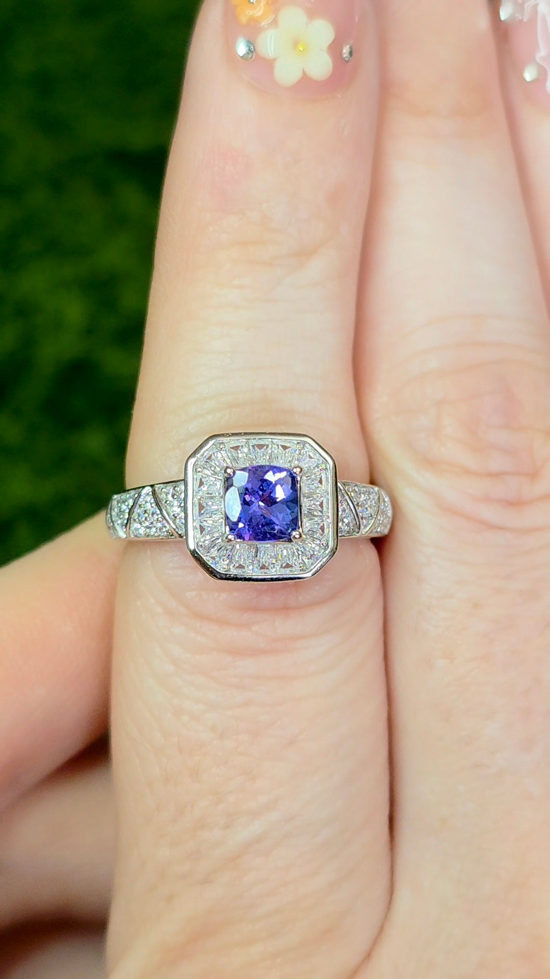 Tanzanite Halo Ring