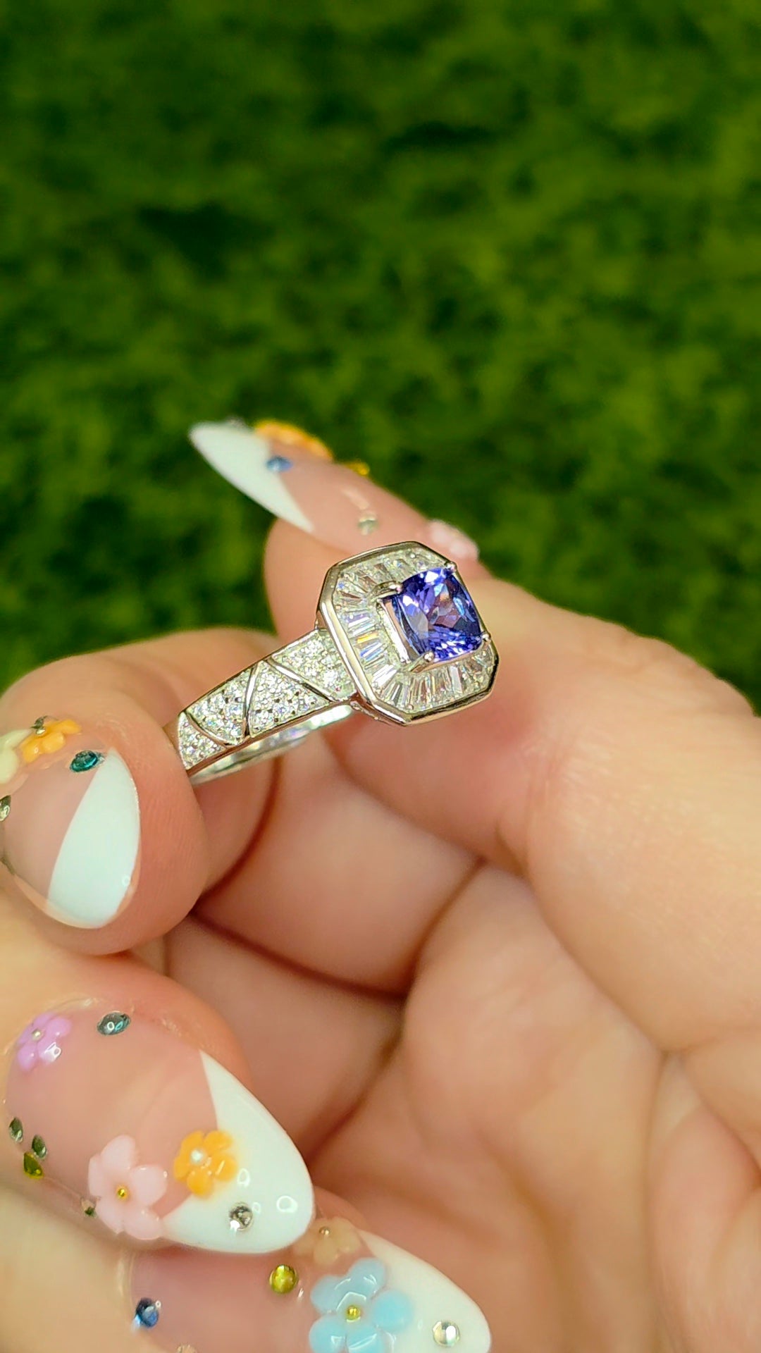 Tanzanite Halo Ring