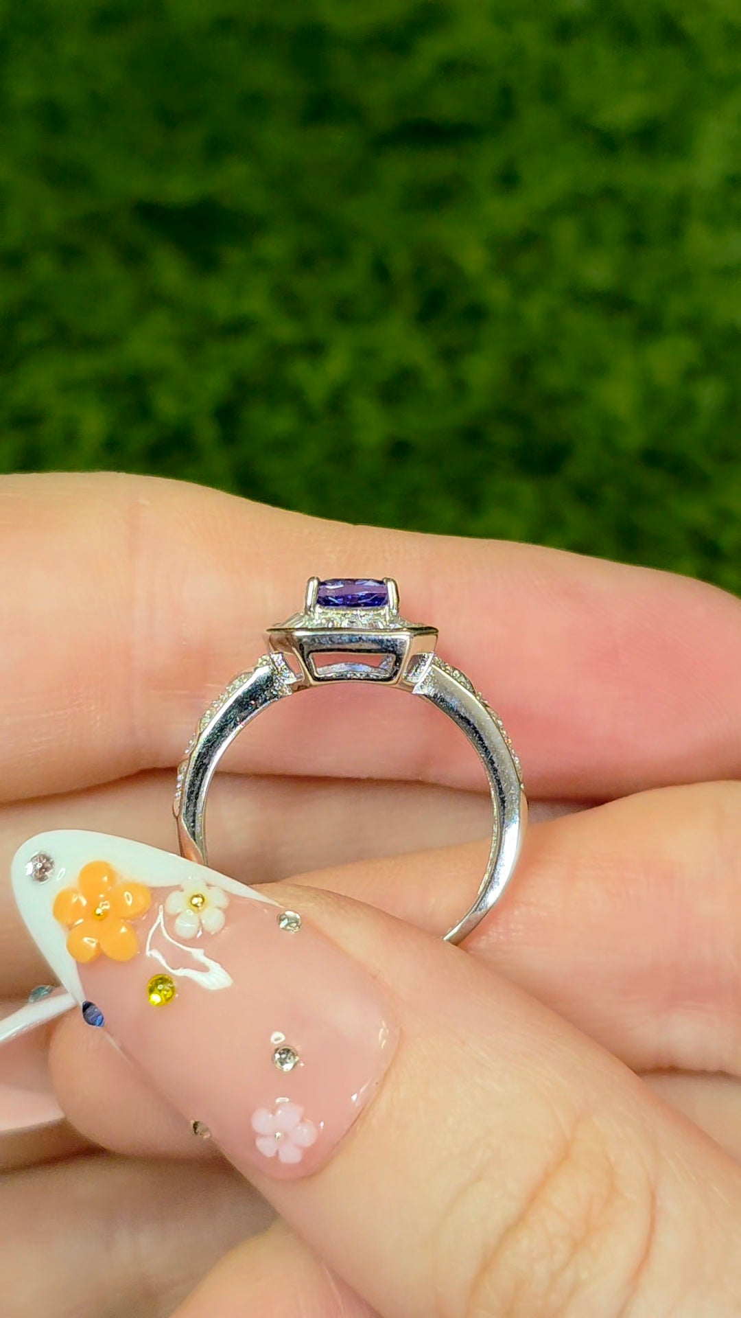 Tanzanite Halo Ring