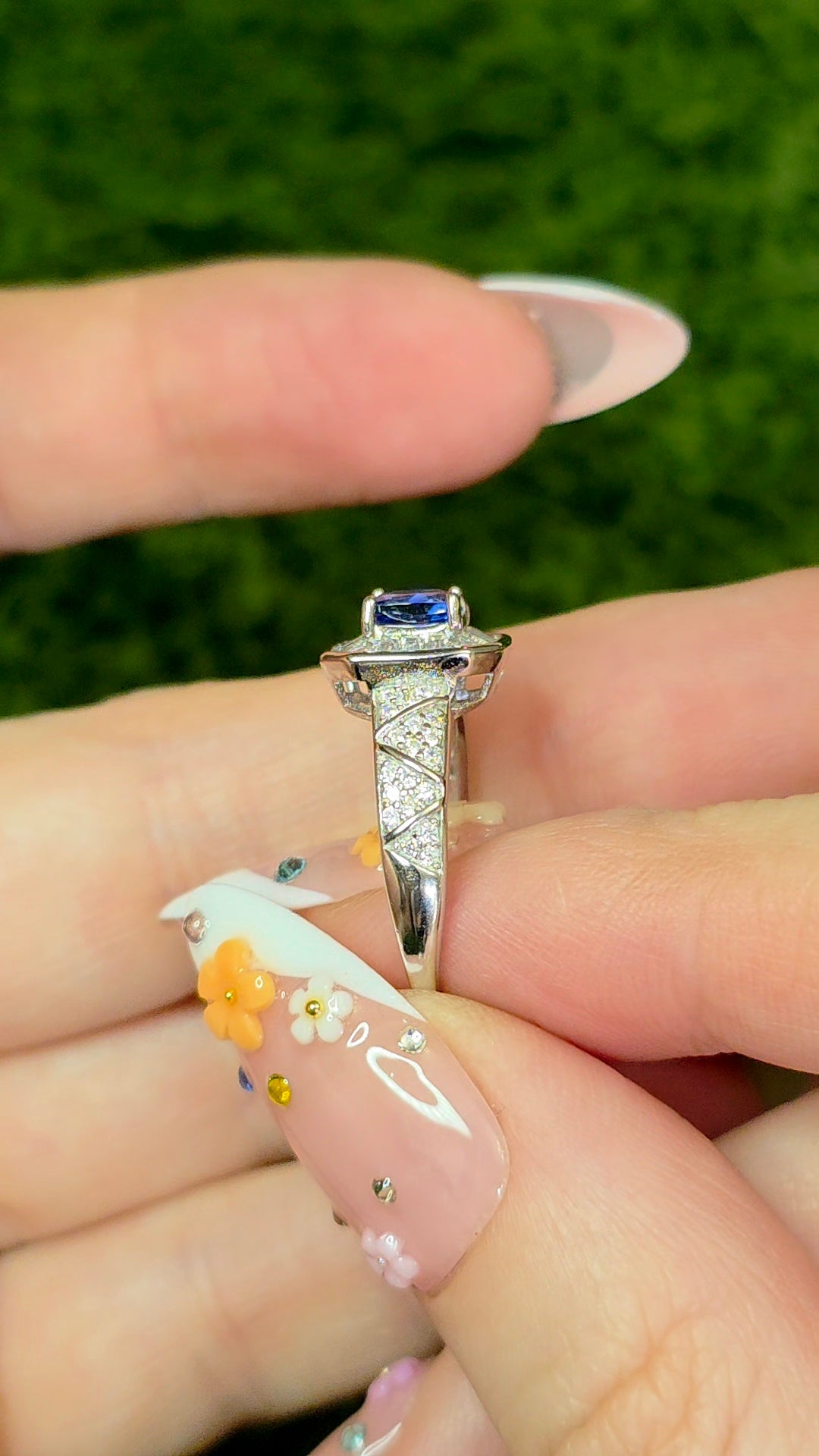 Tanzanite Halo Ring