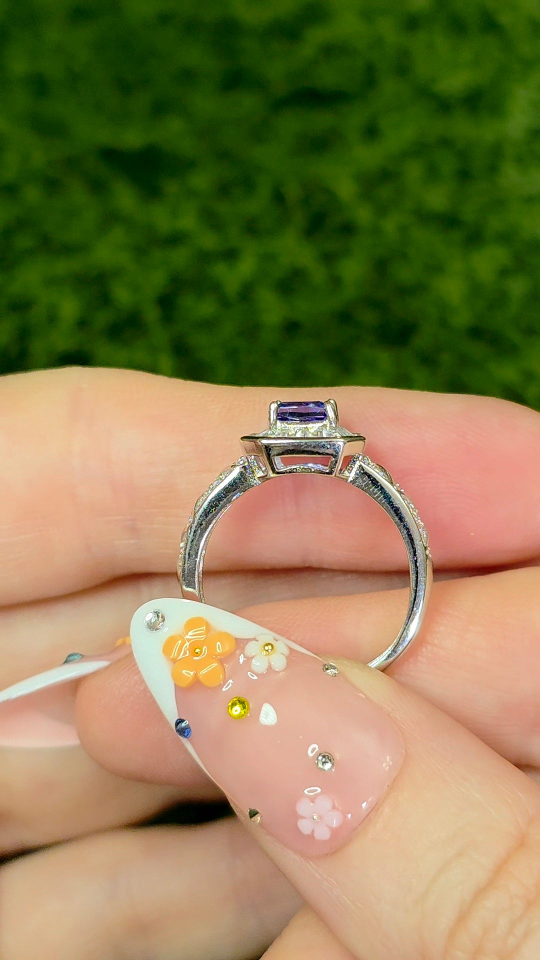 Tanzanite Halo Ring