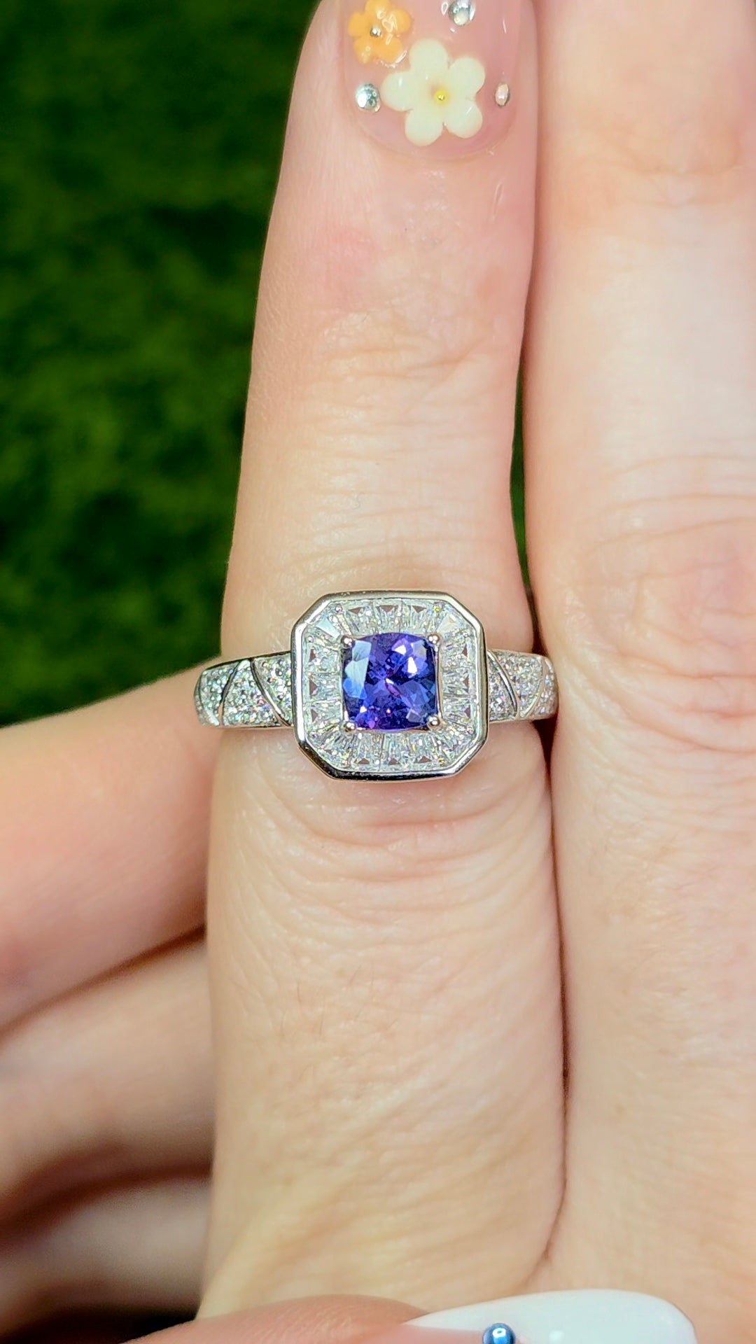 Tanzanite Halo Ring