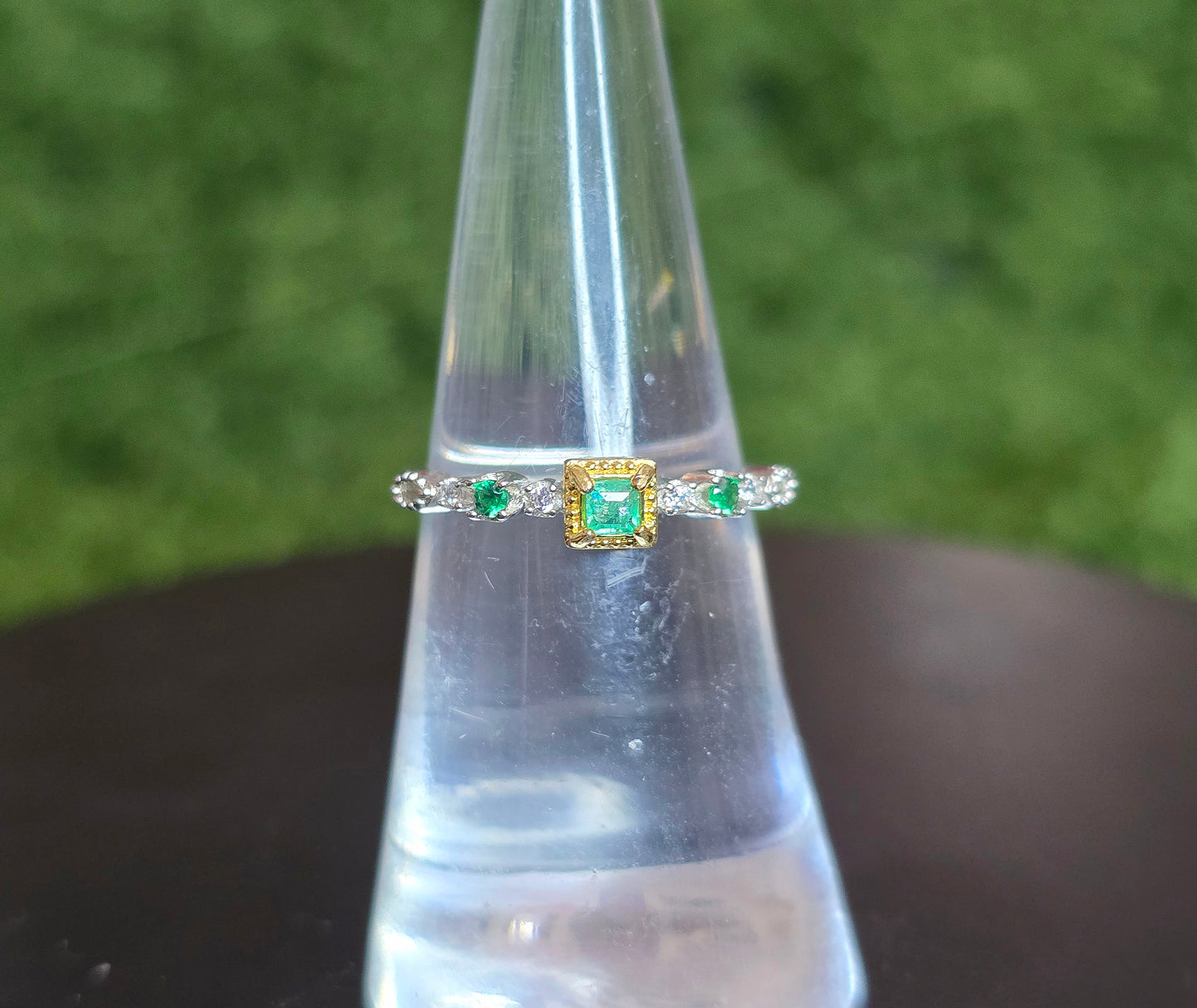 Dainty Square Emerald Ring