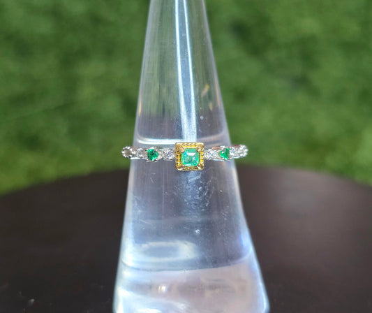 Dainty Square Emerald Ring