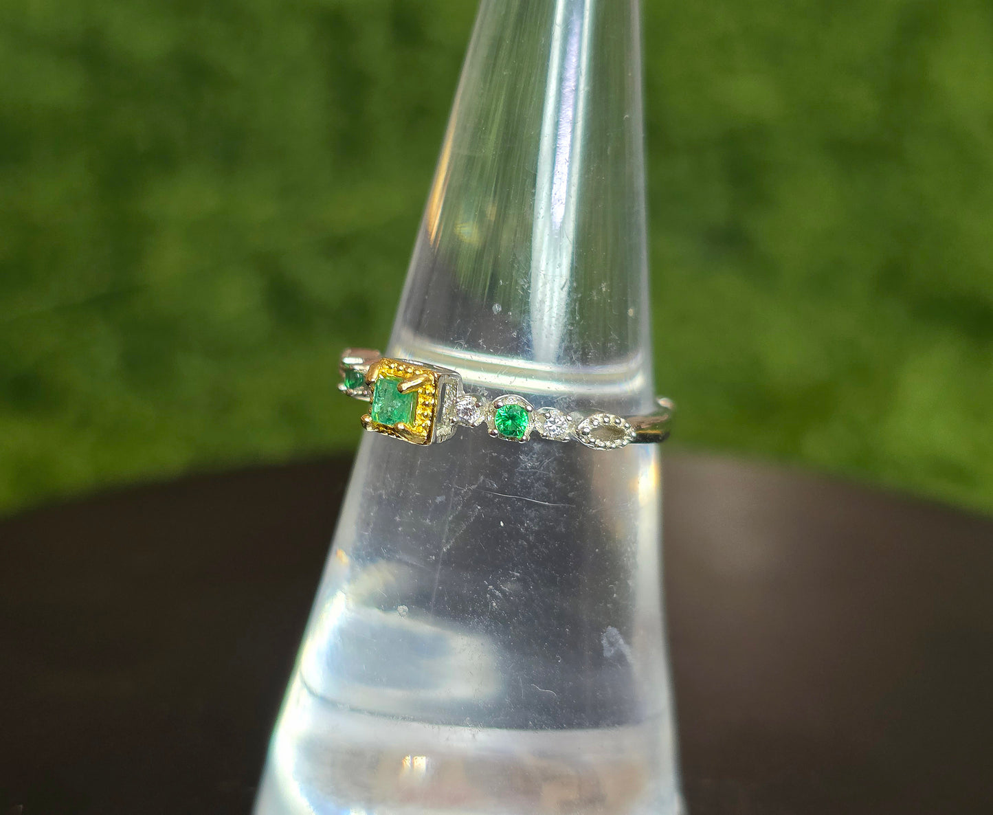 Dainty Square Emerald Ring