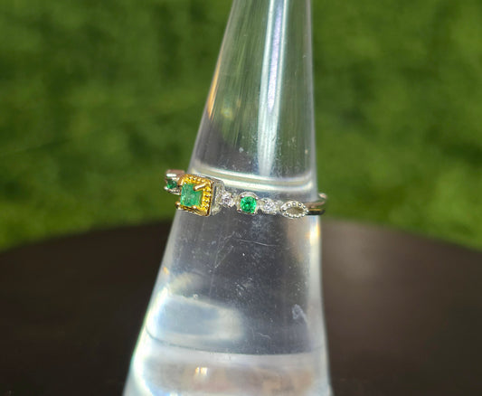 Dainty Square Emerald Ring
