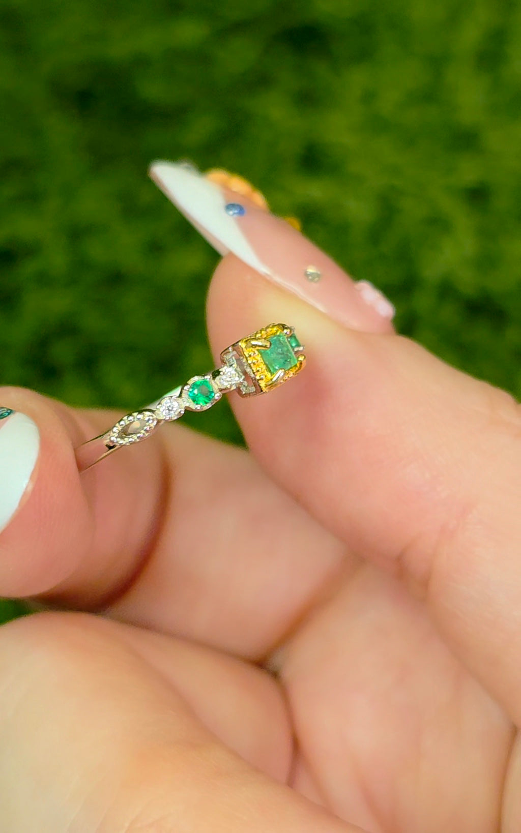 Dainty Square Emerald Ring