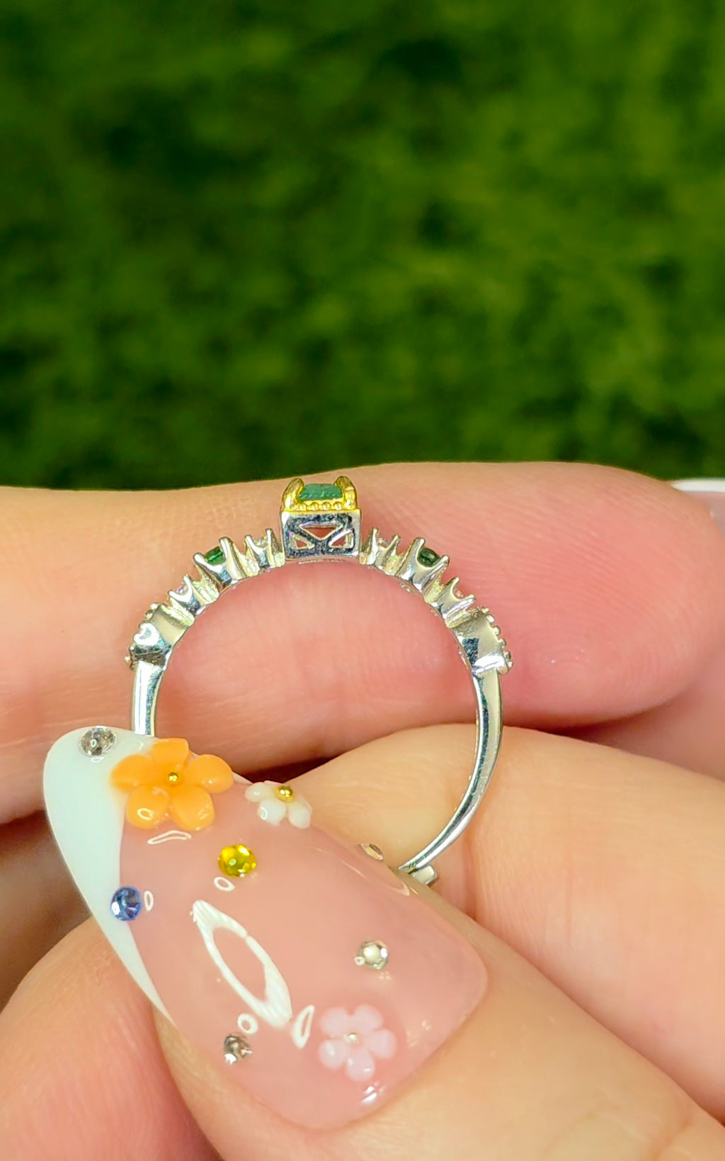 Dainty Square Emerald Ring