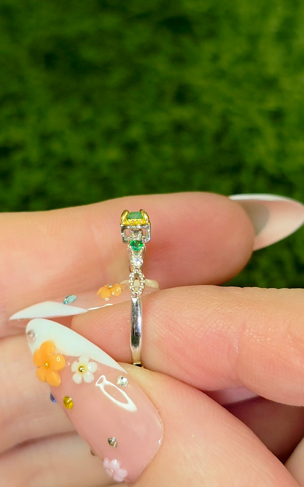 Dainty Square Emerald Ring