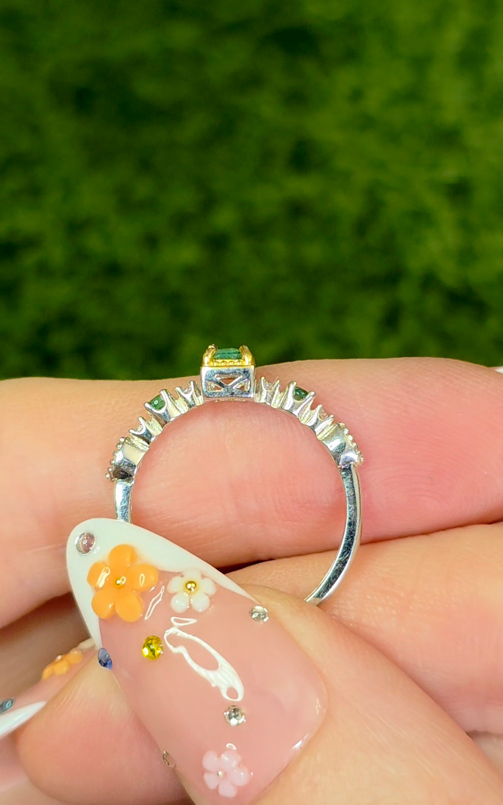 Dainty Square Emerald Ring