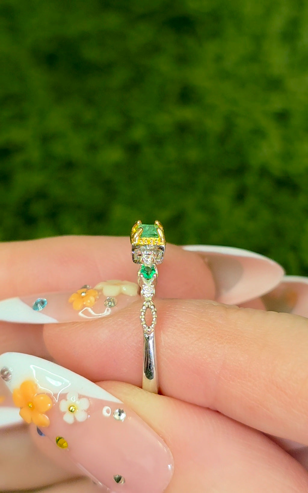 Dainty Square Emerald Ring
