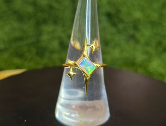 White Opal Starlight Ring