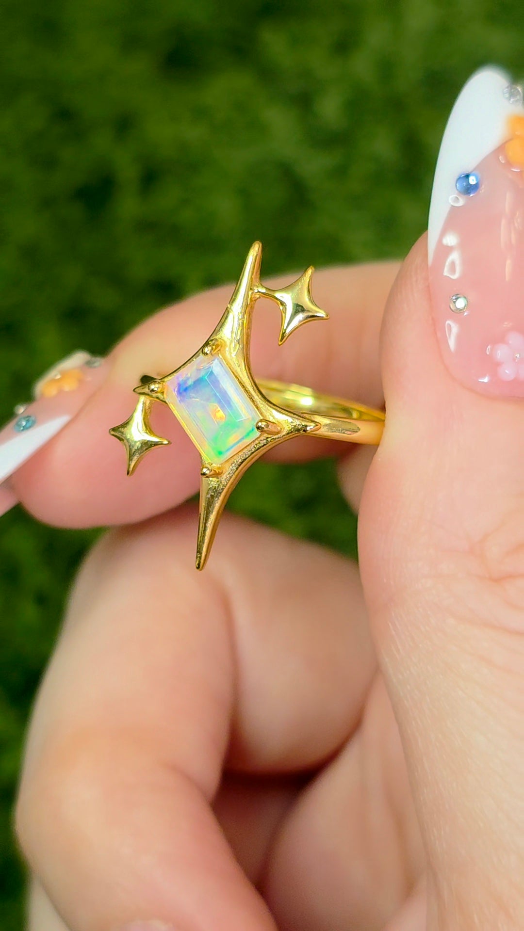 White Opal Starlight Ring