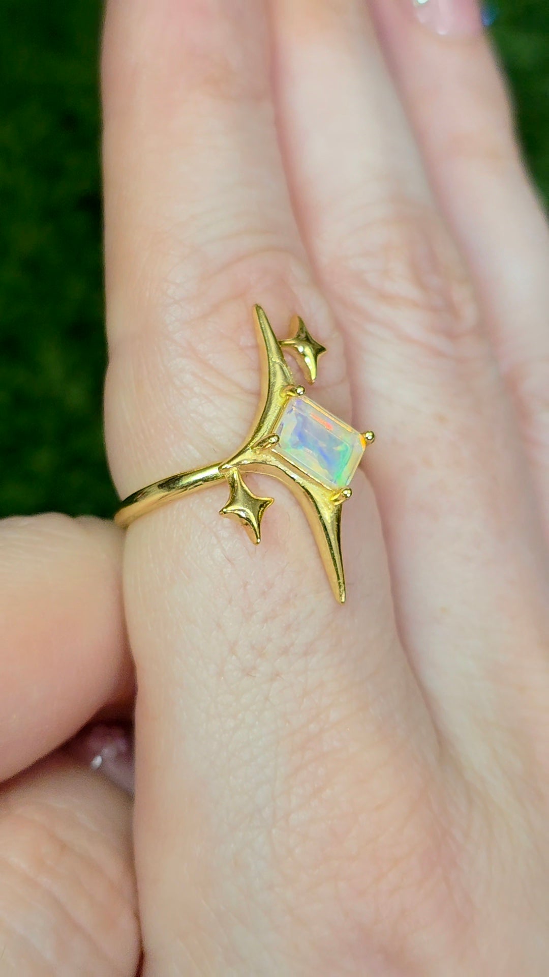 White Opal Starlight Ring