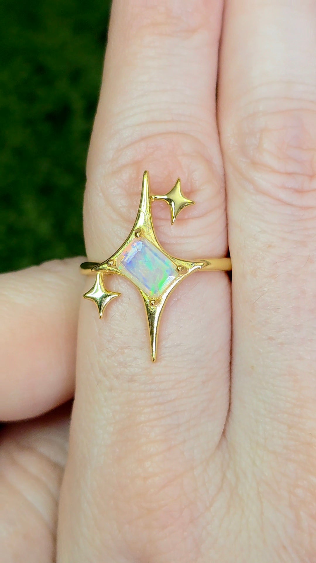 White Opal Starlight Ring