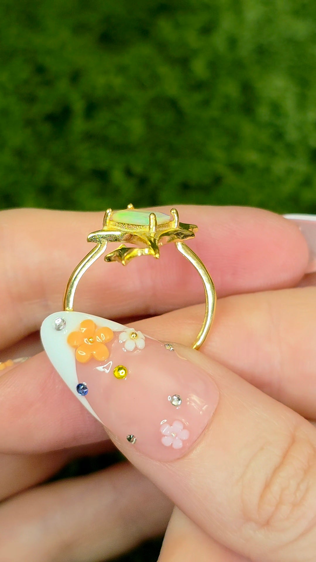 White Opal Starlight Ring