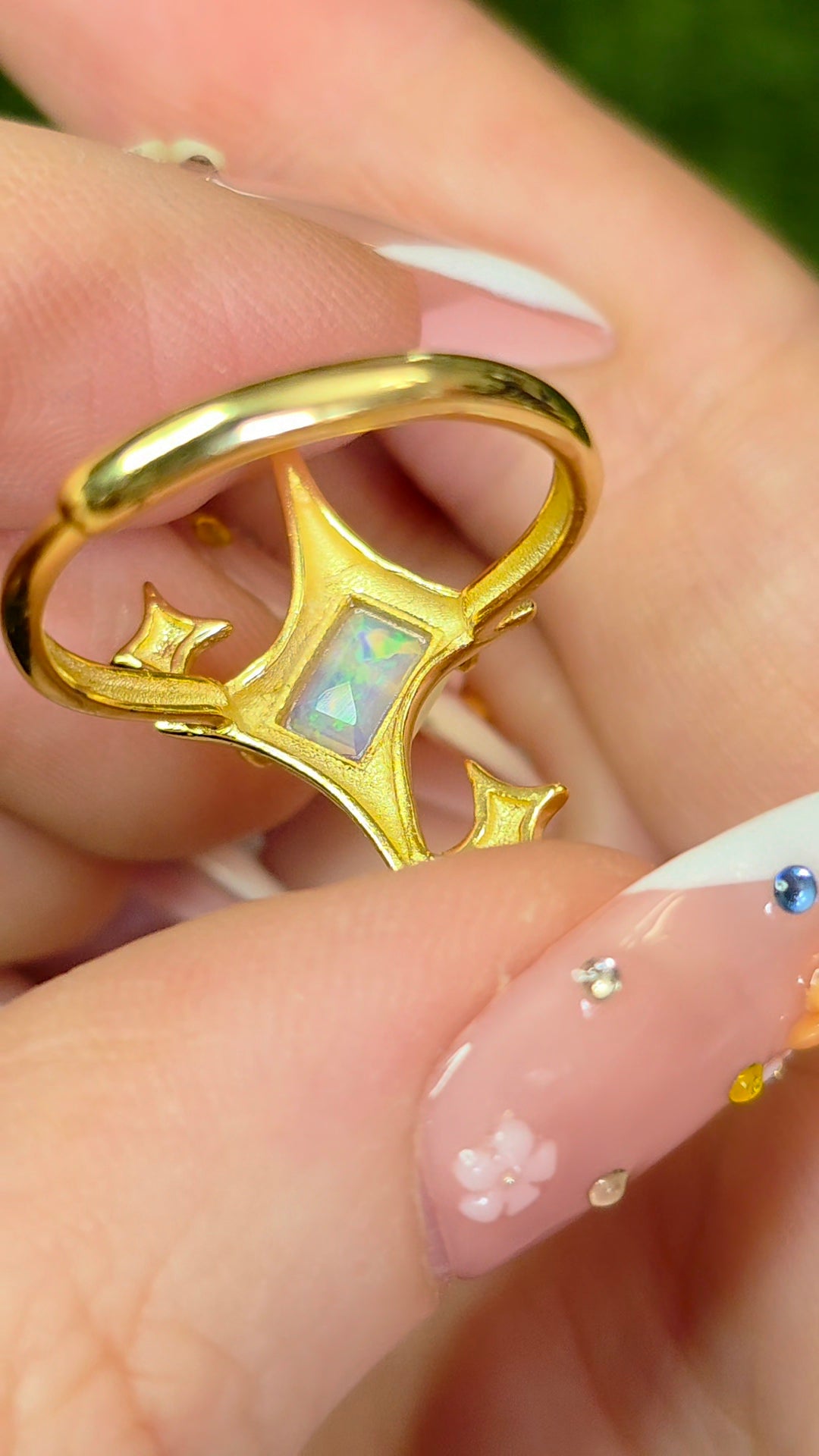 White Opal Starlight Ring