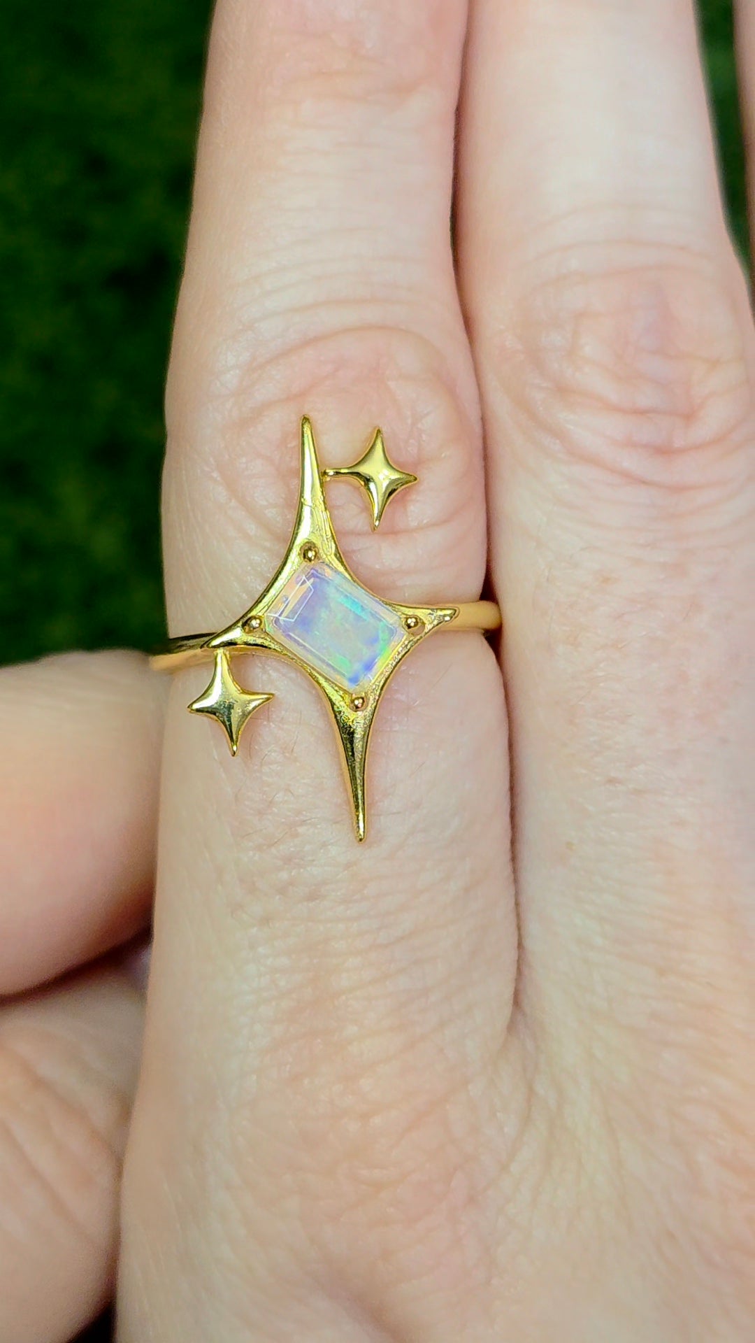 White Opal Starlight Ring