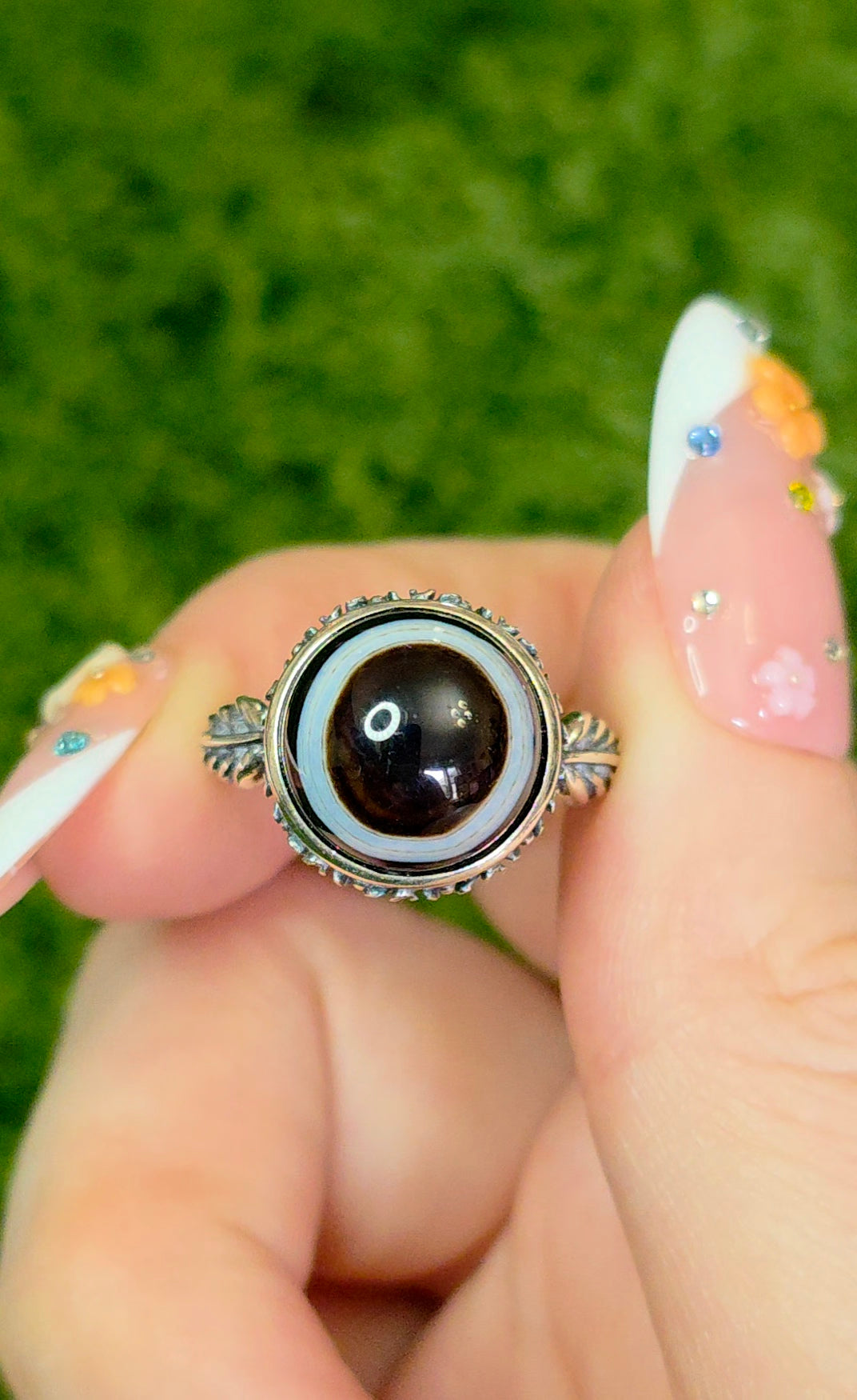 Black and White Agate Ring C